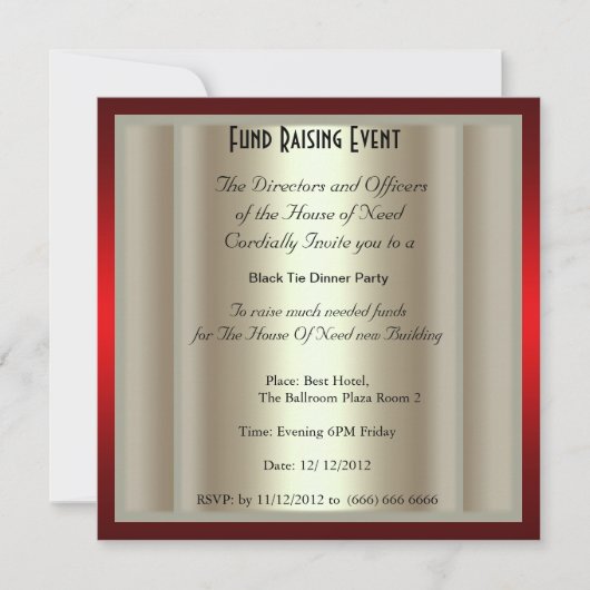 Feierliche Party Einladung zum Abendessen mit schw (Vorderseite)