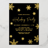 Feierliche Party Gold Snowflakes Winter Folieneinladung (Vorderseite)