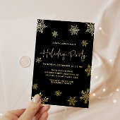 Feierliche Party Gold Snowflakes Winter Folieneinladung
