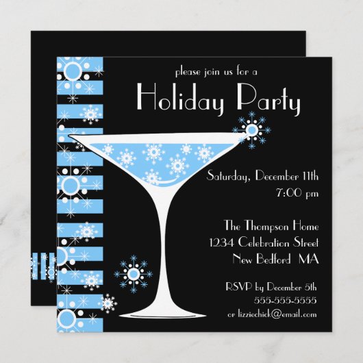 Feierliche Party Snowflake Cocktail Einladung (Vorne/Hinten)