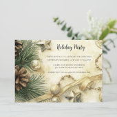 Feierliche Party Wasserfarbe Einladung Pine Cone G (Stehend Vorderseite)