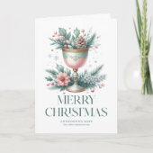 Feierliche Pastel Mint & Pink Weihnachtsfeier Karte (Vorderseite)