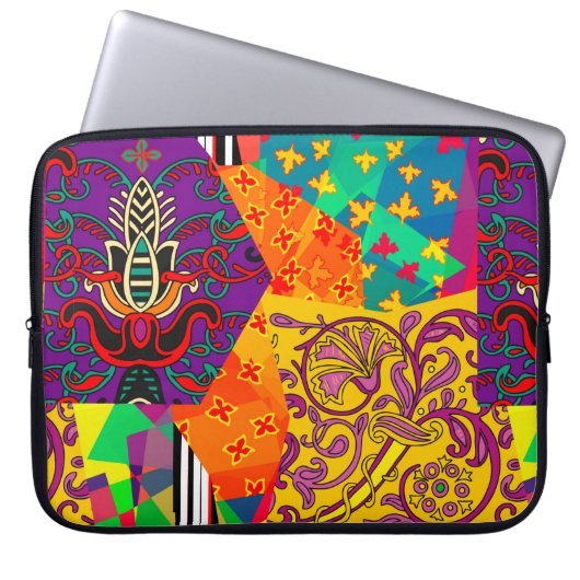 Feierliche Patchwork in indianisch, türkisch, ital Laptopschutzhülle (Vorderseite)