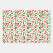 Feierliche Paw Prints Pet Liebhaber Rot & Grün Url Geschenkpapier Set (Vorderseite 3)