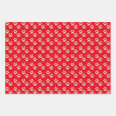 Feierliche Paw Prints Pet Liebhaber Rot & Grün Url Geschenkpapier Set (Vorderseite)
