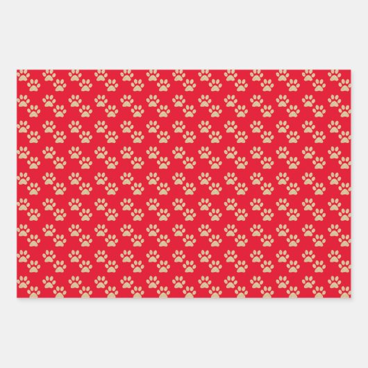 Feierliche Paw Prints Pet Liebhaber Rot & Grün Url Geschenkpapier Set (Vorderseite)