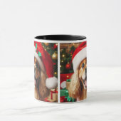 Feierliche Pfauen/Hunde in Weihnachtsmannmütze/Kaf Tasse (Zentrum)