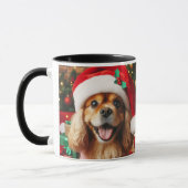 Feierliche Pfauen/Hunde in Weihnachtsmannmütze/Kaf Tasse (Links)