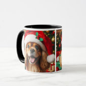 Feierliche Pfauen/Hunde in Weihnachtsmannmütze/Kaf Tasse (Vorderseite Links)