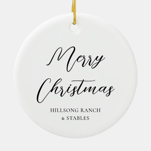 Feierliche Pferderennbahn Frohe Weihnachten Keramik Ornament (Hinten)