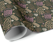 Feierliche Pink Black One Line Art Pattern Urlaub Geschenkpapier (Rolleneckpunkt)