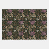 Feierliche Pink Black One Line Art Pattern Urlaub Geschenkpapier Set (Vorderseite 3)