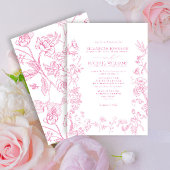 Feierliche Pink Chinoiserie Blumenzehen Einladung