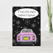 Feierliche Pink Figaro Autokarte Weihnachtskarte Feiertagskarte (Vorderseite)