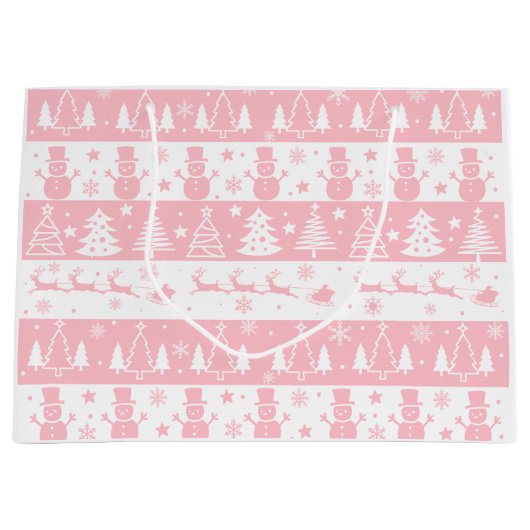 Feierliche Pink Weihnachten Große Geschenktüte (Vorderseite)