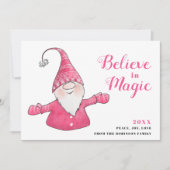 Feierliche Pink Weihnachten Niedlich Gnome Glauben (Vorderseite)