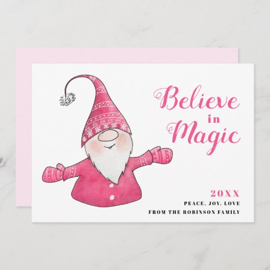 Feierliche Pink Weihnachten Niedlich Gnome Glauben (Vorne/Hinten)