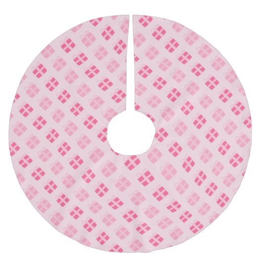 Feierliche Pink Weihnachtsgeschenke Muster Polyester Weihnachtsbaumdecke (Vorderseite)