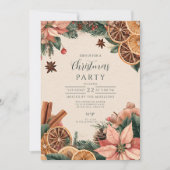 Feierliche Poinsettia Citrus Einladung (Vorderseite)