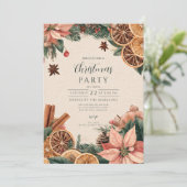 Feierliche Poinsettia Citrus Einladung (Stehend Vorderseite)