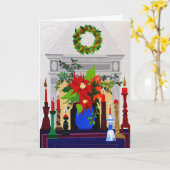 Feierliche Poinsettia Feuerstelle Karte (Gelbe Blume)