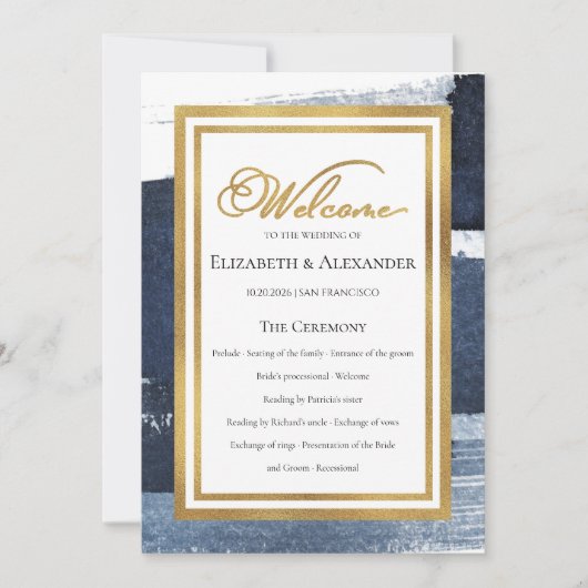 feierliche Programme | Navy Blue Wedding Abstrakt (Vorderseite)