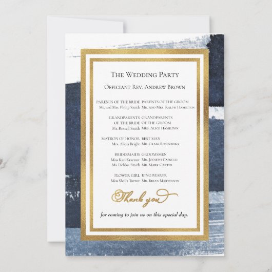 feierliche Programme | Navy Blue Wedding Abstrakt (Rückseite)