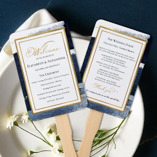 feierliche Programme Navy Blue Wedding Abstrakt Fächer
