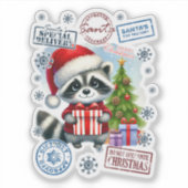 Feierliche Raccoon Weihnachtsanker für alle Aufkleber (Vorderseite)