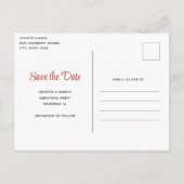 Feierliche Red and Gold Weihnachtsbow Save the Dat Einladungspostkarte (Rückseite)