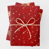 Feierliche Red & Gold Foil Winter Weihnachtsmuster Geschenkpapier Set (Beispiel)