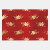 Feierliche Red & Gold Foil Winter Weihnachtsmuster Geschenkpapier Set (Vorderseite)