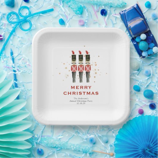 Feierliche Red & Gold Nutcracker Weihnachten Pappteller (Party)