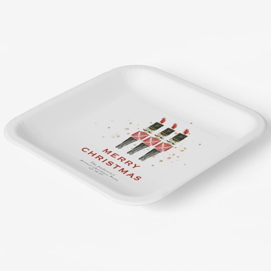 Feierliche Red & Gold Nutcracker Weihnachten Pappteller (Gewinkelt)