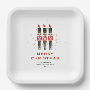 Feierliche Red & Gold Nutcracker Weihnachten Pappteller