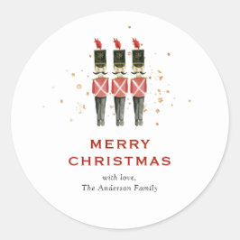 Feierliche Red & Gold Nutcracker Weihnachten Runder Aufkleber