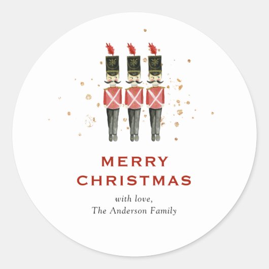 Feierliche Red & Gold Nutcracker Weihnachten Runder Aufkleber (Vorderseite)