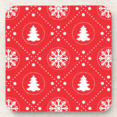 Feierliche Red White Winter Weihnachtsmuster Untersetzer (Vorderseite)