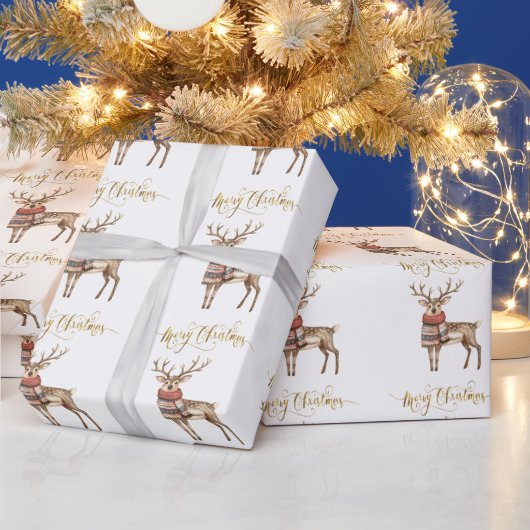 Feierliche Rentiere in einem Pullover Frohe Weihna Geschenkpapier (Feiertage)