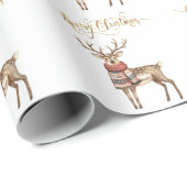 Feierliche Rentiere in einem Pullover Frohe Weihna Geschenkpapier (Rolleneckpunkt)