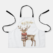Feierliche Rentiere in einem Pullover Frohe Weihna Schürze (Vorderseite)