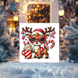 Feierliche Rentiere mit Candy Cane Feiertagskarte