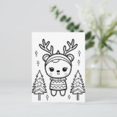 Feierliche Rentierkinder, die Postkarte färben (Stehend Vorderseite)