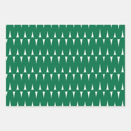 Feierliche Retro Bright Green Wavy Lines Weihnacht Geschenkpapier Set (Vorderseite 3)