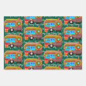 Feierliche Retro Camper Happy Holidays Geschenkpapier Set (Vorderseite)