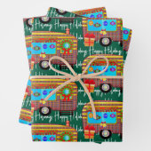 Feierliche Retro Camper Happy Holidays Geschenkpapier Set (Beispiel)
