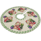 Feierliche Retro Frohe Weihnachten Weihnachtsmann  Polyester Weihnachtsbaumdecke (Schrägansicht)