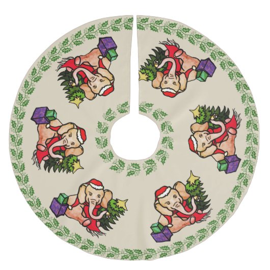 Feierliche Retro Frohe Weihnachten Weihnachtsmann  Polyester Weihnachtsbaumdecke (Vorderseite)
