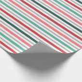 Feierliche Retro Pastellfarben Rosa Grüne Streifen Geschenkpapier (Ecke)