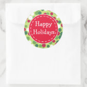 Feierliche Retro Weihnachten Dot Happy Holiday Sti Runder Aufkleber (Tasche)
